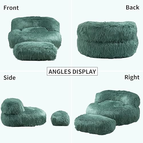 Miniatura 6 de Puf, sofá puff relleno de espuma para adultos y niños, cómoda silla de habitación con reposapiés, sofá esponjoso de felpa para sala de estar,