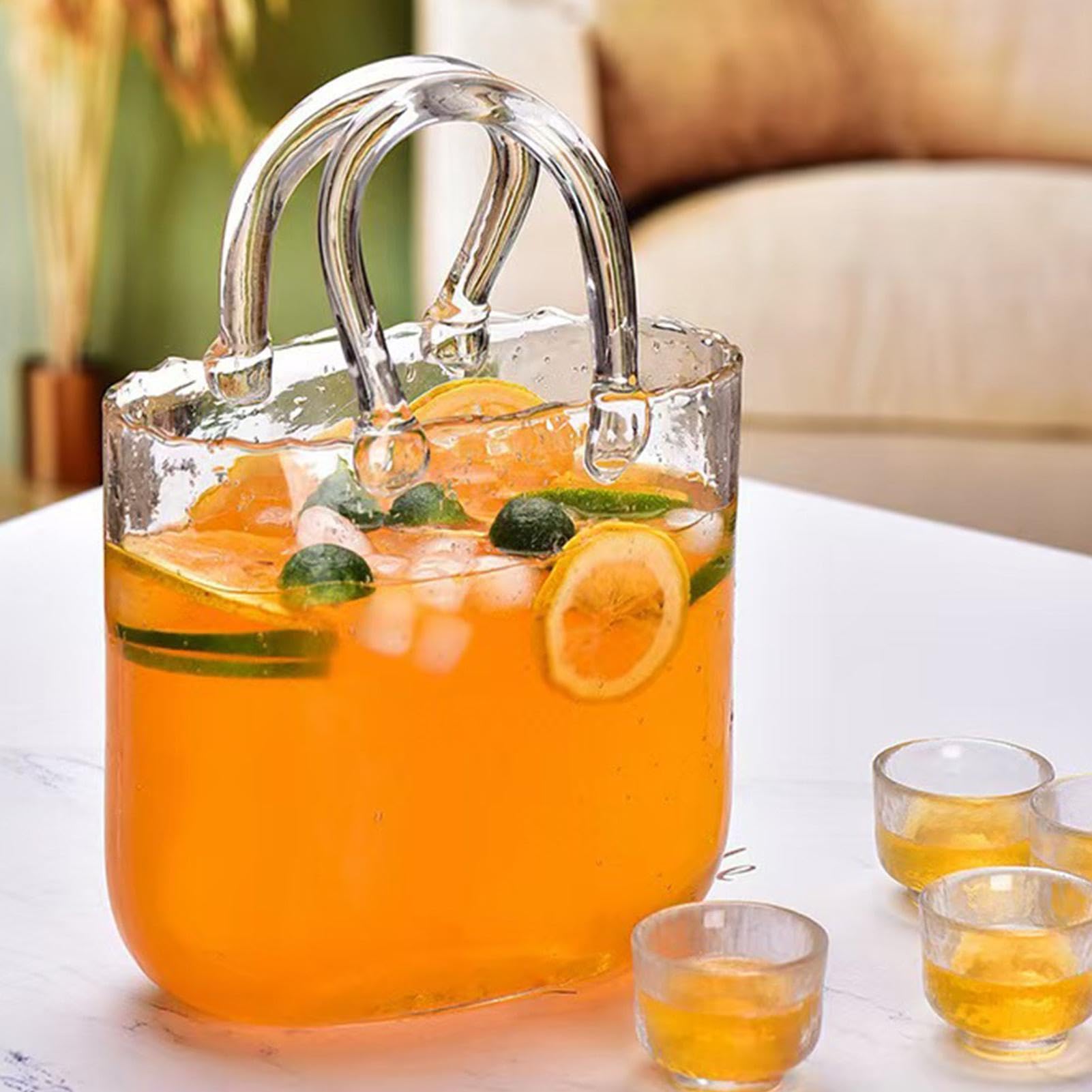 Genérico Vasos de Agua 2340 ml Taza con Forma de Bolso Transparente | para Bodas, , Reuniones, Brunch, Meriendas para , Bodas, Brunch, Té de la Tarde, Reuniones, Cumpleaños, Hogar y Cocina