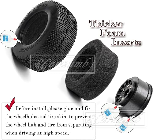 Miniatura 4 de 4 neumáticos de camión Rc, ruedas y neumáticos hexagonales RC de 0.472 in0.551 in para 110 Slash 2WD 4×4 4wd, Arrm a Senton Axia1 Red cat Rc 4wd Hex