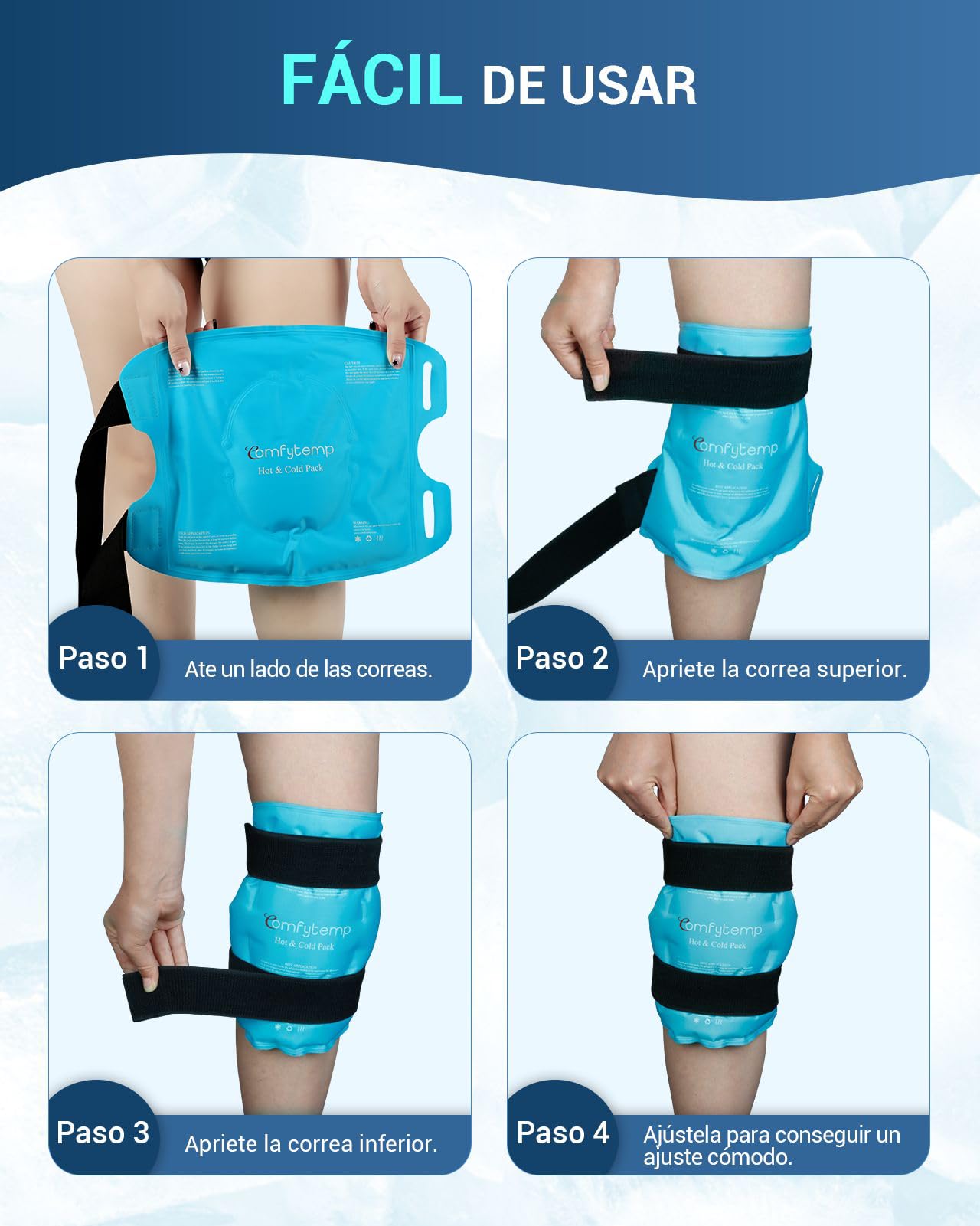 Comfytemp Bolsa de Hielo para Aliviar el Dolor de Rodilla, Terapia de Frío Caliente Reutilizable Gel Frio para Lesiones en La Rodilla, Hinchazón, Esguinces, Cirugía de Reemplazo, Hielo para Lesiones