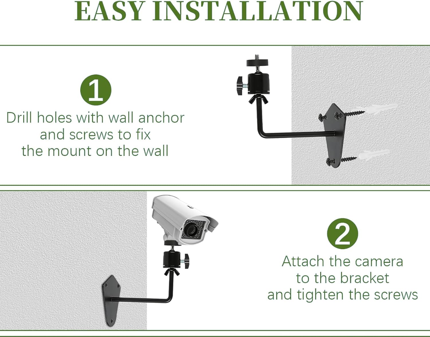 Heavy Duty Camera Wall Mount Bracket, 360 Cam Mount with 1/4 Inch Thread, Metal Security Camera Mounts, Camera Holder for Surveillance Cameras, Solar Panels(4 Pack)