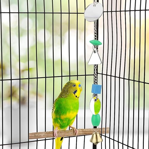 Miniatura 7 de Hypeety Espejo de pájaro para mascotas con campana, juguete interactivo para loro, guacamayo africano, periquitos, cacatúas, cacatúas, conure,