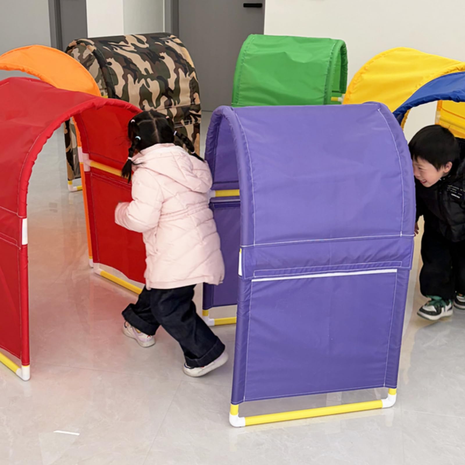 kowaku Tunnel Arco con Copertura in Tessuto Autoportante Tunnel con Struttura in PVC da Interno Giocattolo per Bambini, Casa, Rosso