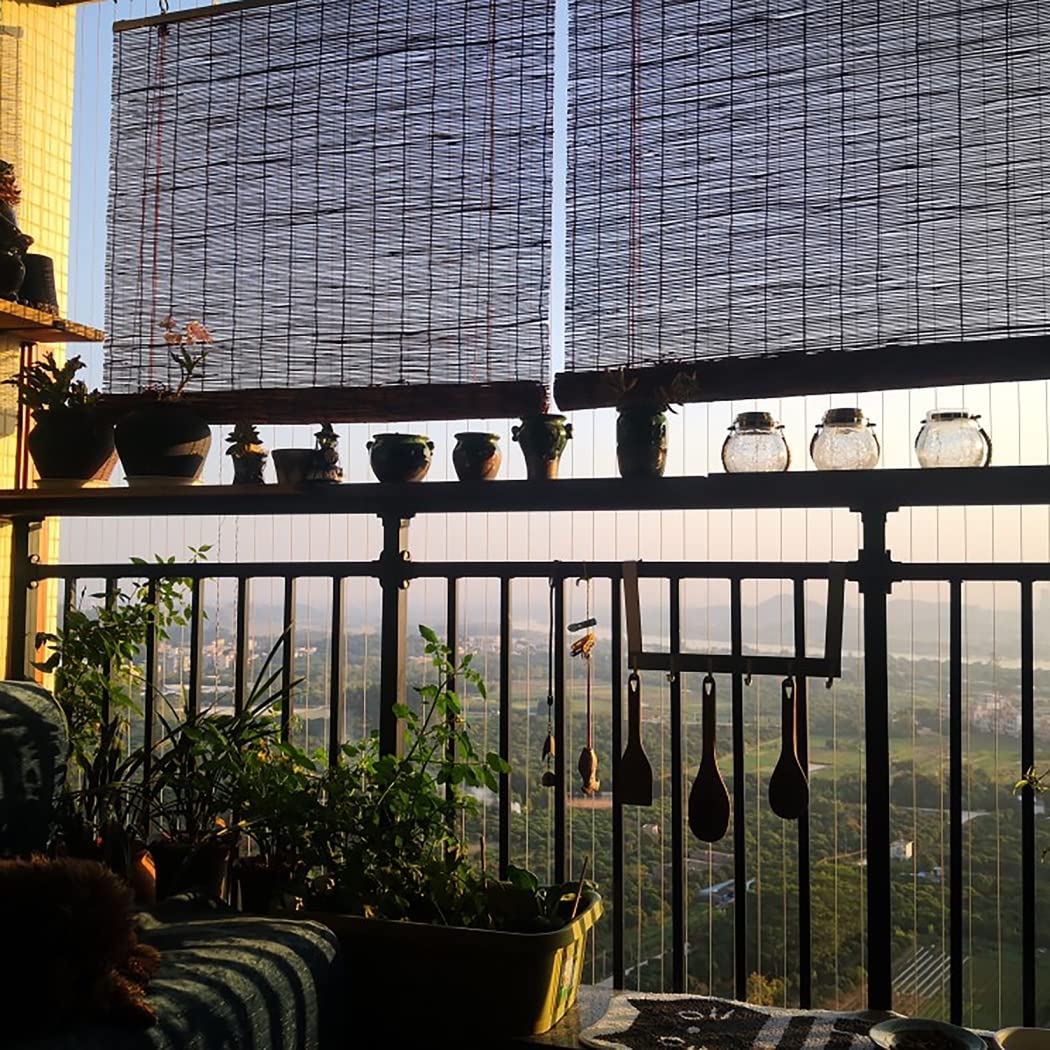 Zasłona trzcinowa retro, karbonizacyjne żaluzje zaciemniające, rolety z filtrem światła, wodoodporne, oddychające, na balkon, do ogrodu, na taras, okna, możliwość personalizacji, szer. 85 x wys. 140 cm