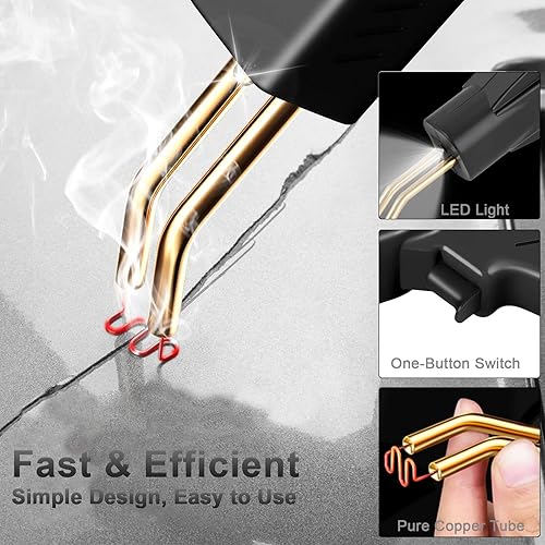 Miniatura 3 de Soldador de plástico de 220 W, kit de soldadura de plástico de 200 grapas, proyectos de bricolaje, reparaciones de automóviles, kit de soldador de