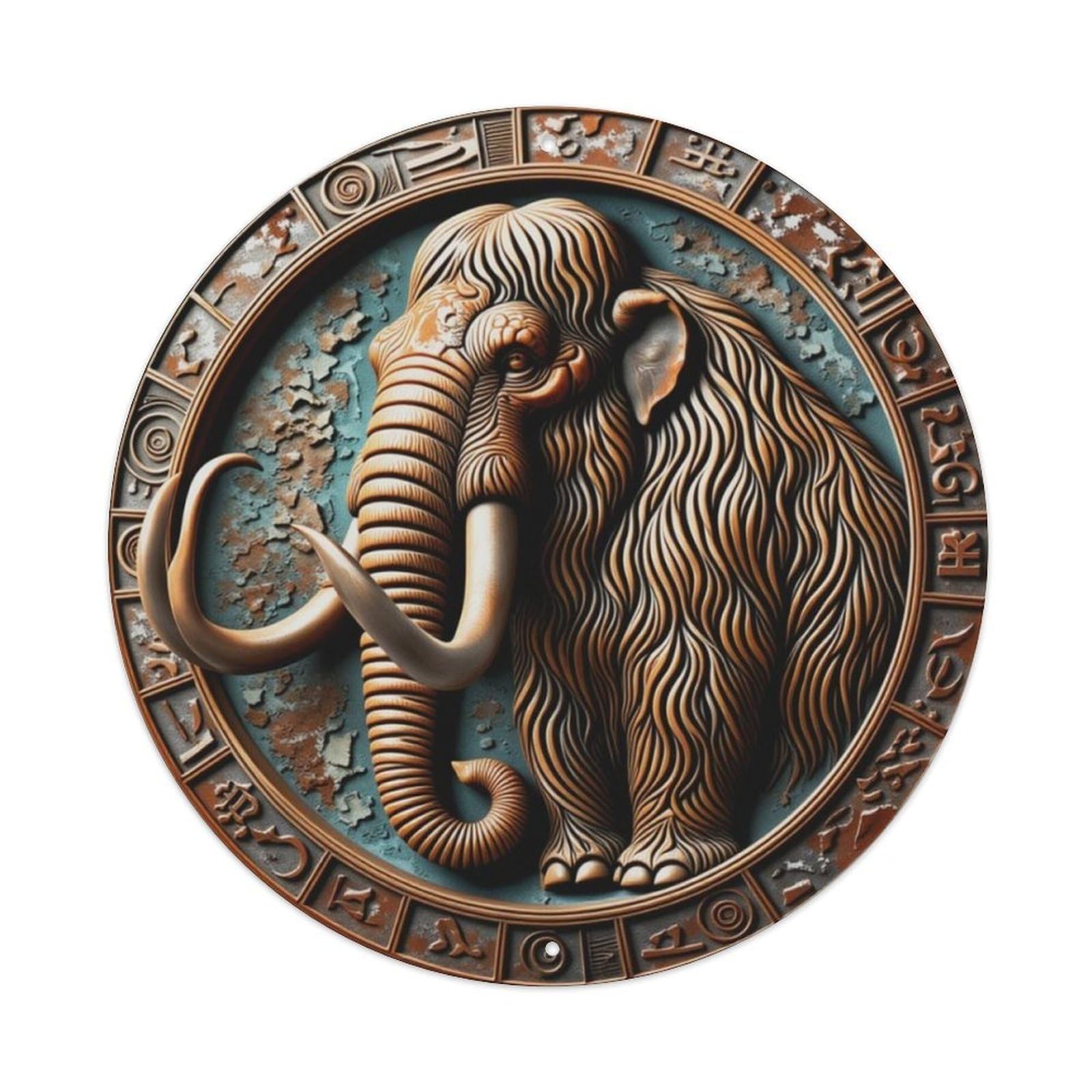 Ldfuieksufg Style Vintage Rune Mammoth Round Decor Sign Vintage Aluminium Metal Sign, Retro Wall Decor For Home, Bar, Garage & Farmhouse 20X20cm