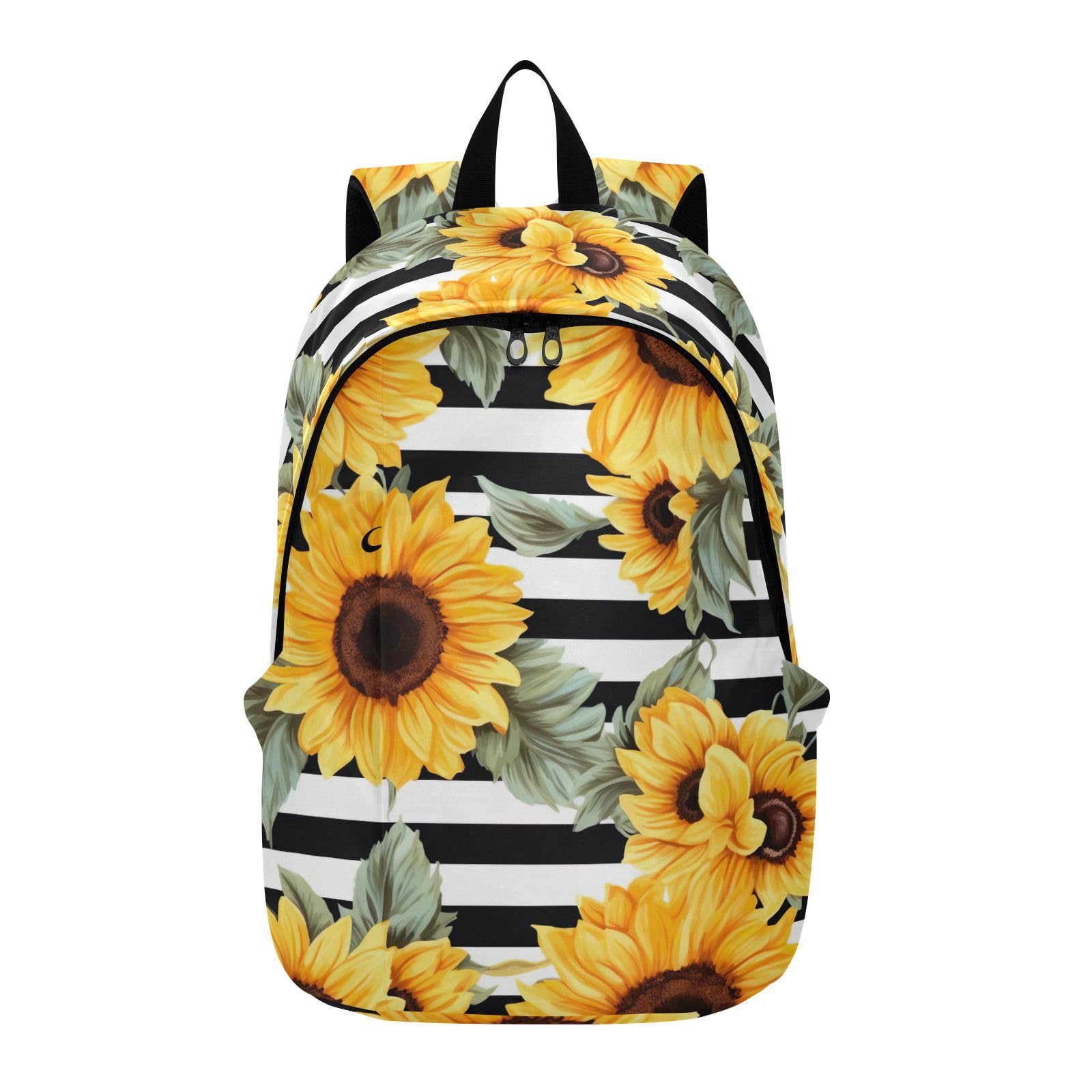 MCHIVER Travel Backpack Strip Sunflowers Casual Daypack Backpacks Lightweight Carry on Bag Water Resistant Hiking Backpack for Men Women