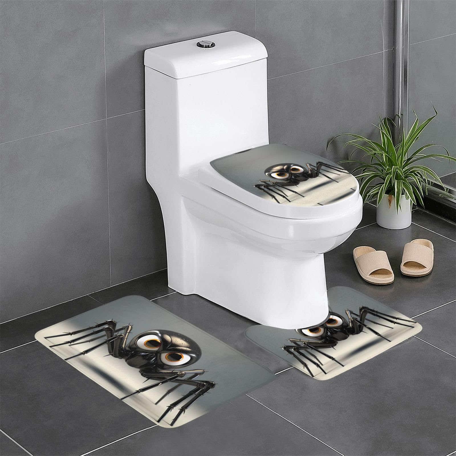Tapis de bain araignée lot de 3 antidérapants 61x40cm pour wc et lavabo