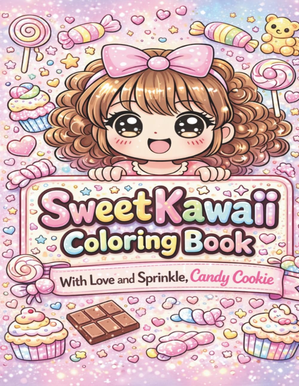 Sweet Kawaii Coloring Book: Cute Candy Girl Coloring Pages for Kids, Teens & Kawaii Lovers (Bold & Easy Designs): Adorable Candy-Themed Coloring Book with Fun, Relaxing & Easy Pages