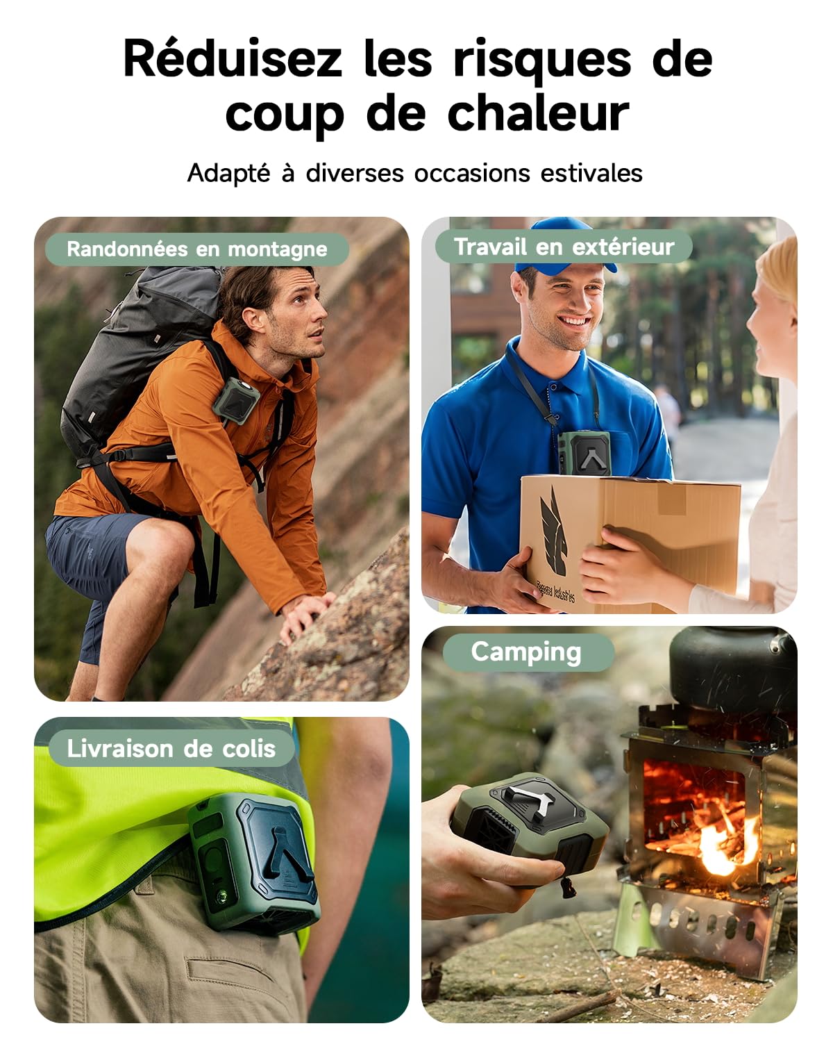 2026 Ventilateur de taille portable rafraîchissant,29H batterie rechargeable 8000mAh USB-C,5 vitesses 13000 tr/min,avec éclairage LED et SOS pour chantier,camping,randonnée,travail,abricot