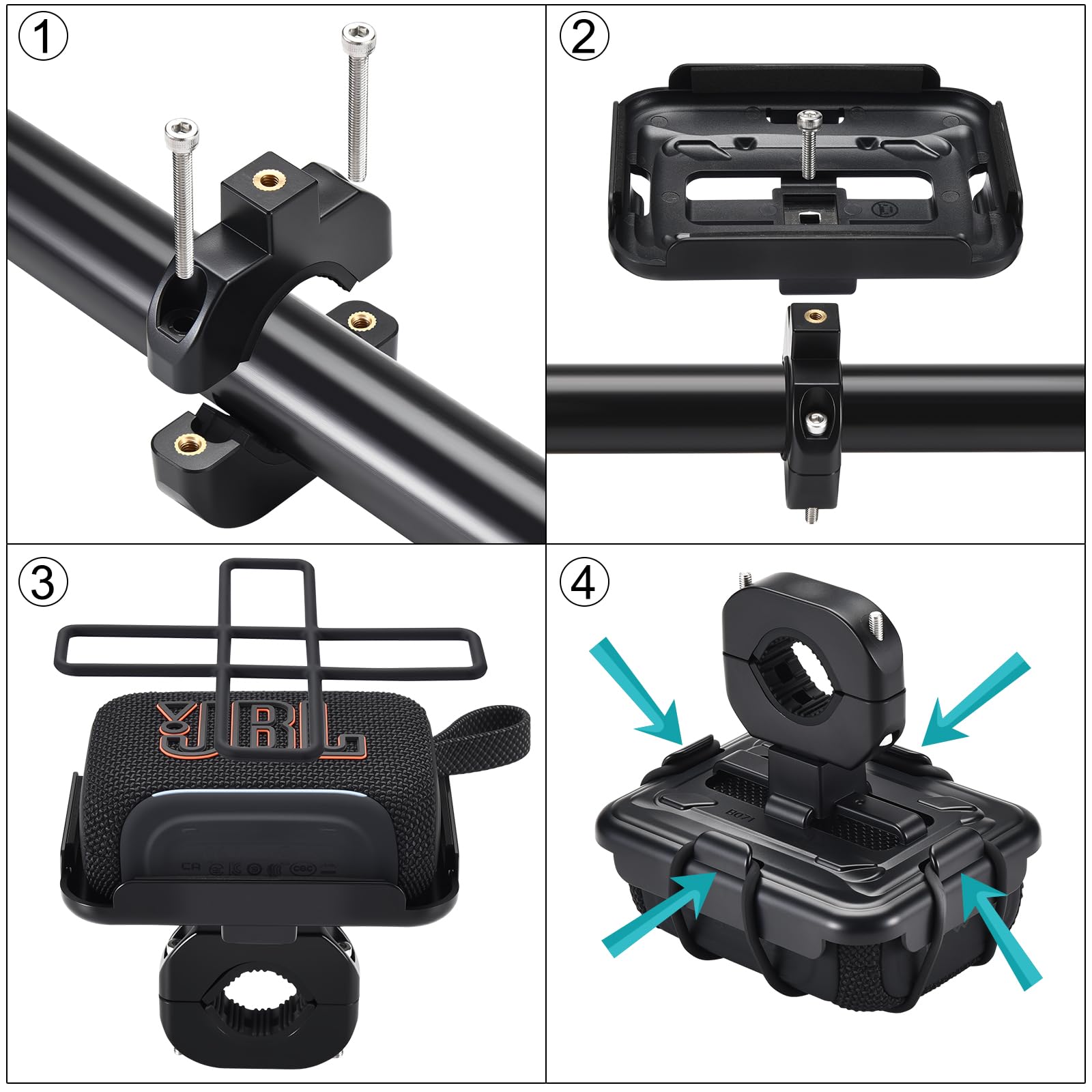 Supporto da bicicletta per JBL GO 5, Portatile Altoparlante Regolabile Staffa, per Bicicletta Manubrio/Adattatore Tubo