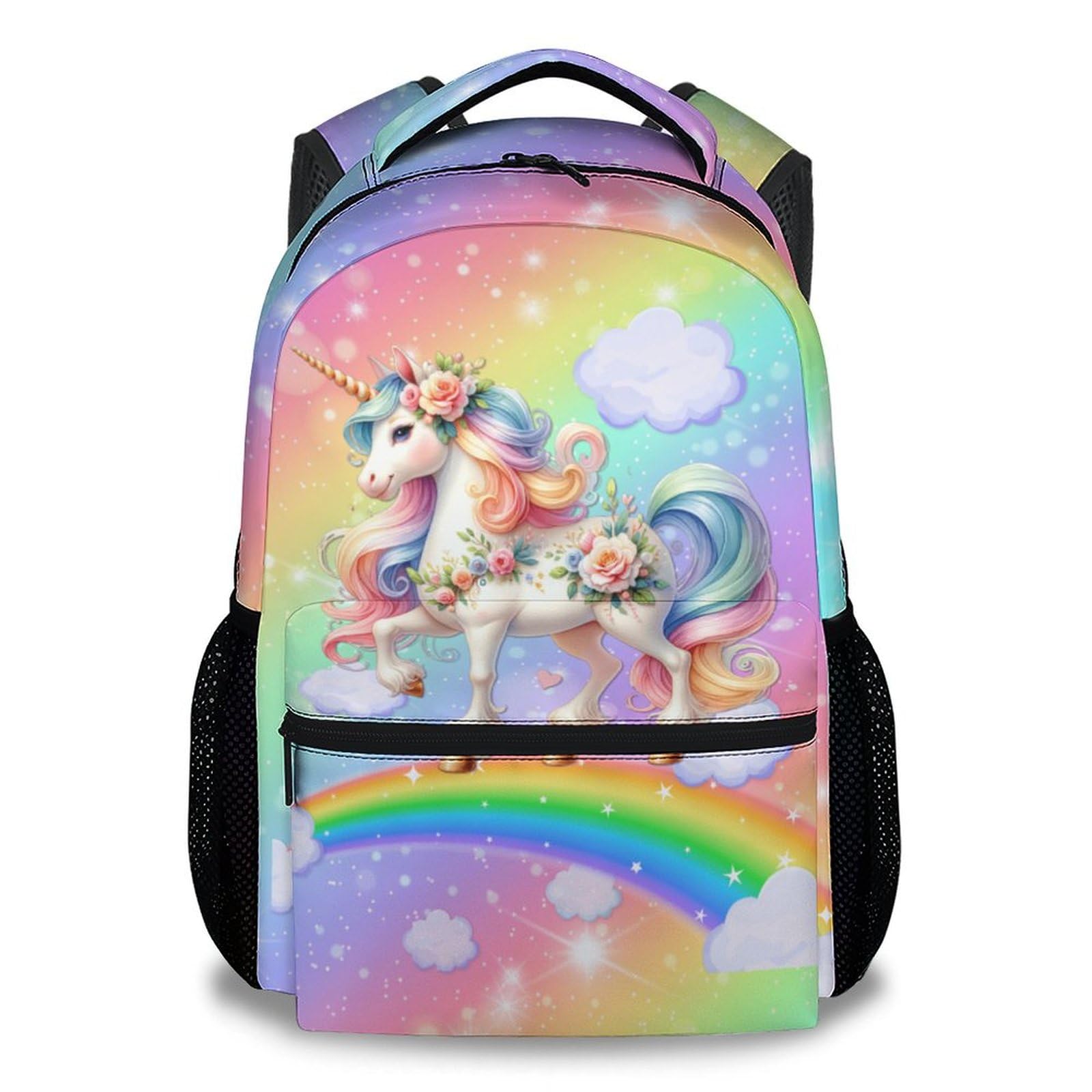BEOIIBIRD Unicorn Backpack for Girls, 17 Inch Colorful Backpacks for Primary School, Aesthetic Durable Lightweight Bookbag for Kids