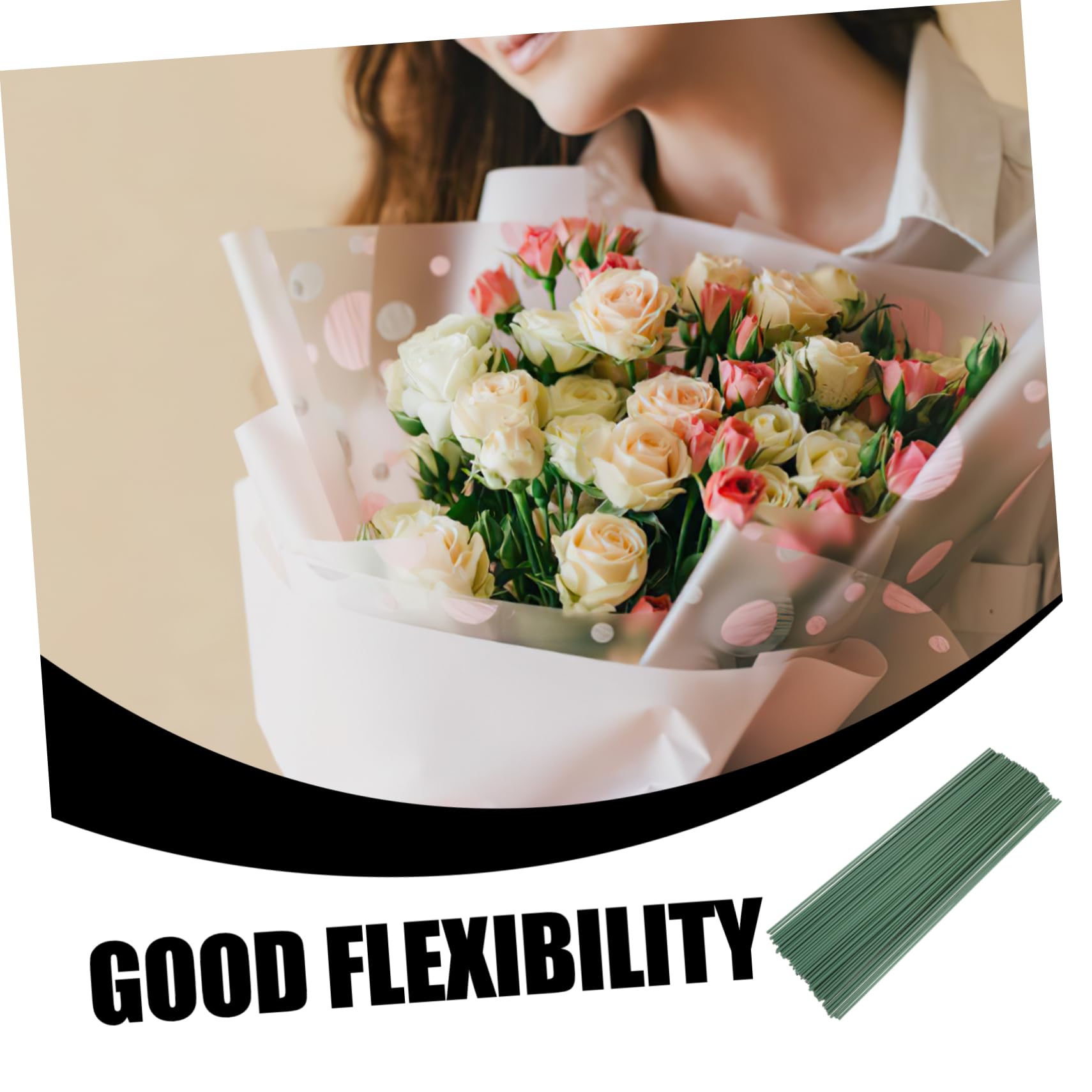 DOITOOL 100pcs Plastic Covered Flower Stems Green Floral Wire Stems for DIY Bouquet