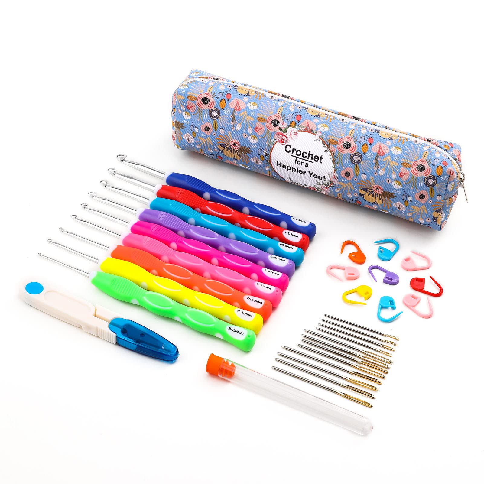 Koknit Silver Crochet Hooks Set Ergonomic Crochet Hooks For Extreme Comfort, Extra Long  Crochet Needles For Crocheting With Case
