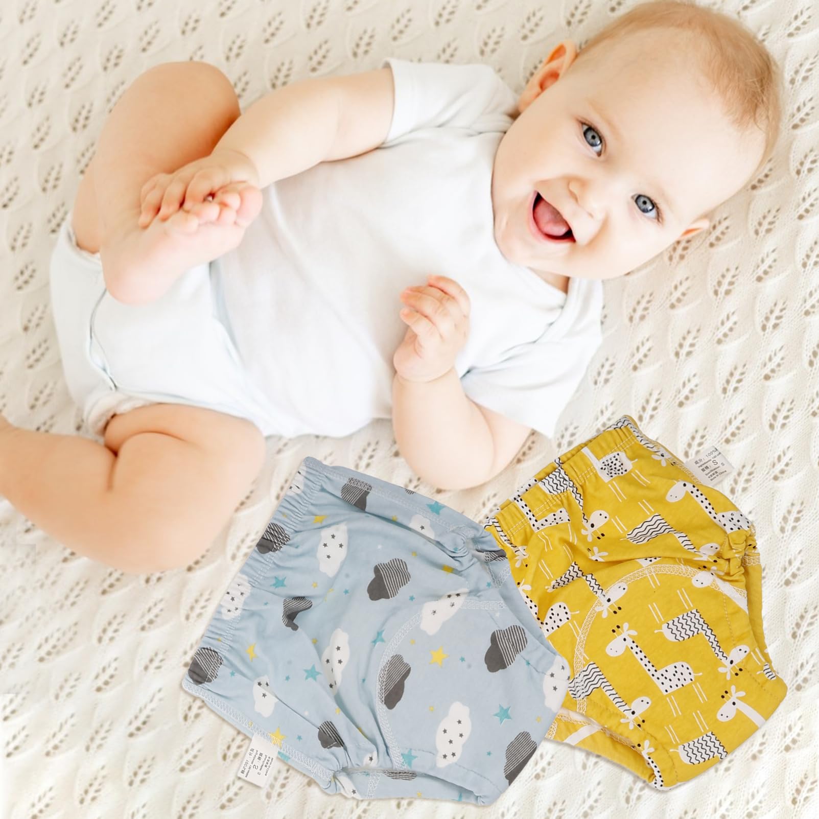 Abaodam 6 Stück Wiederverwendbare Babywindelhosen aus Baumwolle Trainingshosen für Babys und Kleinkinder Bequem Passform 0-9kg