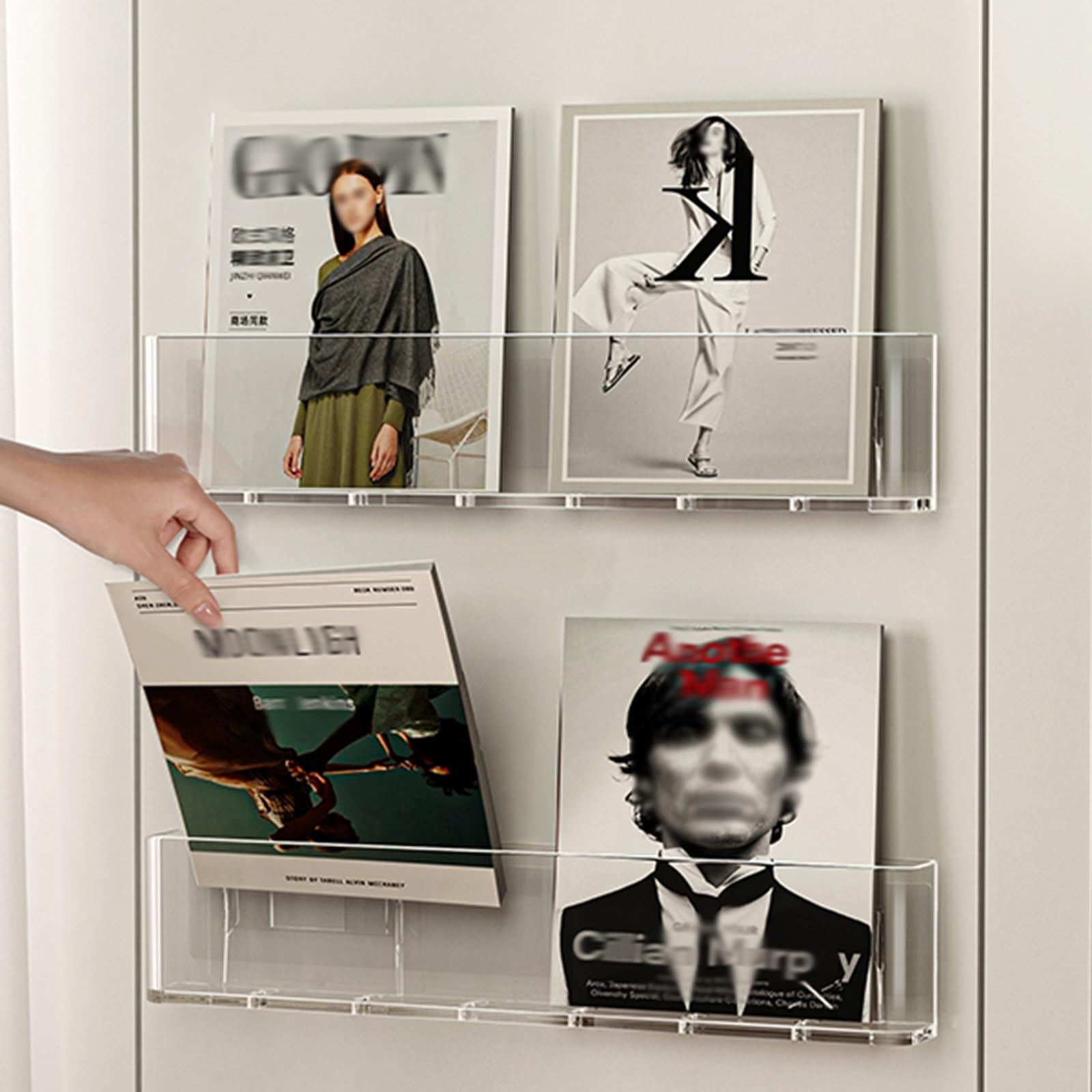 Expositor Revistas Porta Discos De Pared, Revistero Acrílico Transparente Para Revistas Y Folletos De 45 Cm, Estantería Colgante De Moda Para Sala De Espera, Sala De Estar, Oficina ( Color : Clear , S