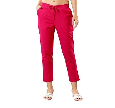 TRASA Ultra Soft Cotton Regular and Plus 8 Colour Cotton Pants for Womens and Girls, Pink - 5XL