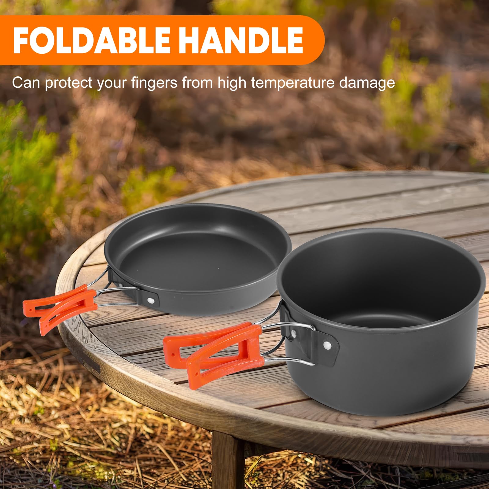 ALLOMN Set da cucina da campeggio, kit di pentole da campeggio portatile con teiera per escursioni, picnic, trekking, picnic, pesca, alpinismo, 1-2 persone