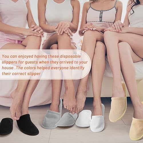 Miniatura 5 de Geyoga 12 Pair House Slipper for Guest Non Slip Disposable Slipper for Travel Washable Reusable Hotel Slipper Bridesmaid Slipper for Spa Indoor