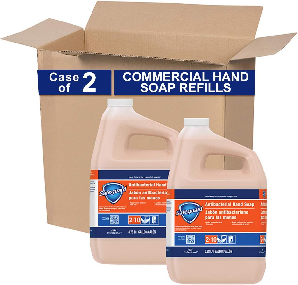Antibacterial Hand Soap from Safeguard Professional, Bulk Liquid Hand Soap Refill, 1 Gal. (Case of 2) : Beauty & Personal Care