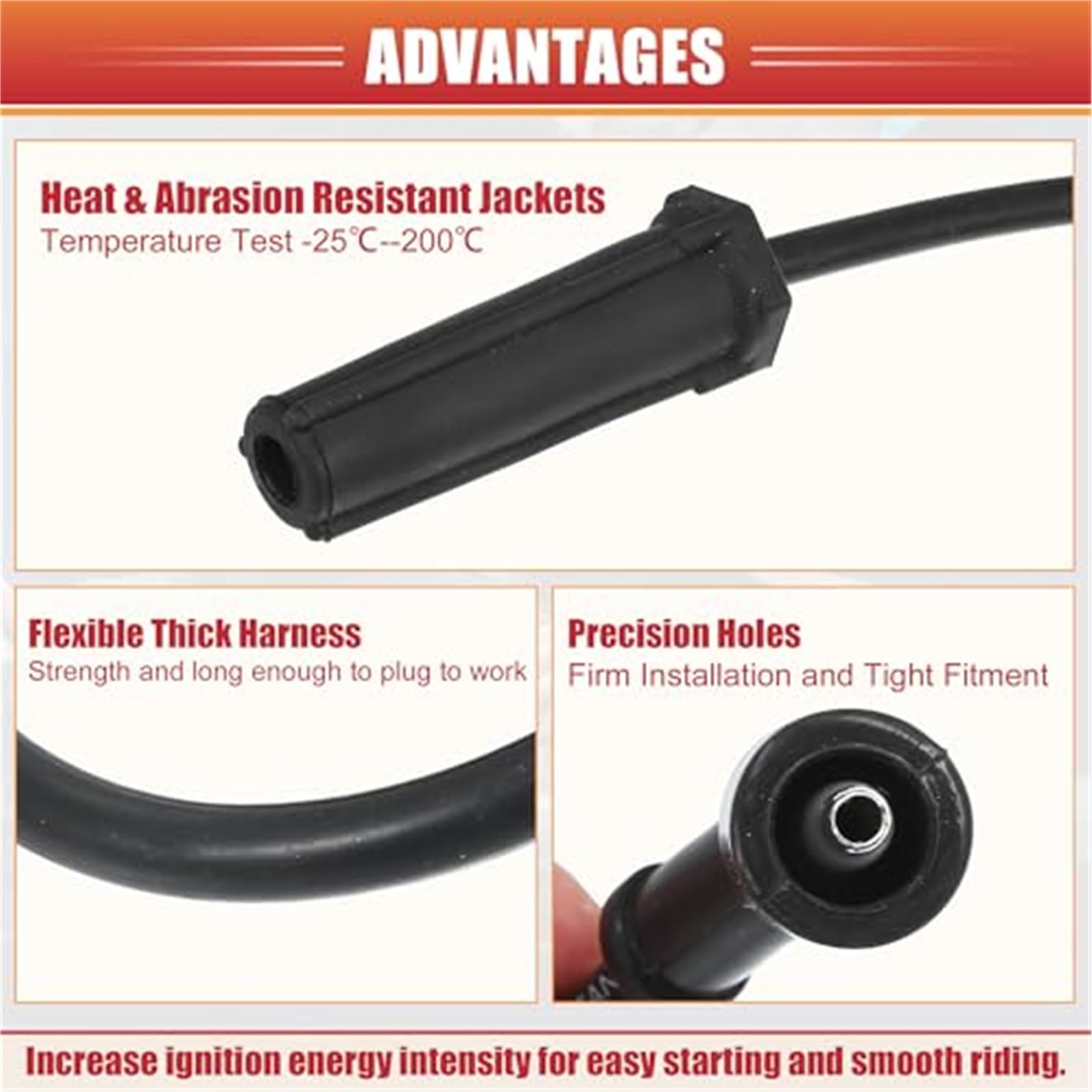 Przewód cewki zapłonowej do świec zapłonowych, kabel 7 mm, do Chevrolet Avalanche Silverado Tahoe 4,8 l 5,3 l 6,0 l nr 88894393/89017270 Opakowanie 8 szt. Przewód zapłonowy do samochodów