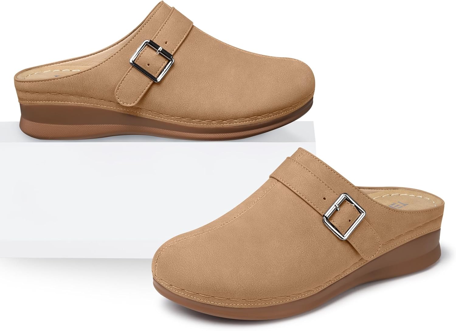 TEMOFON Clogs for Women Slip on Mules: Walking Comfortable, Non Slip, Closed Toe Sandals, Casual Summer Shoes Black Navy Brown Size 5-11 - Image 6