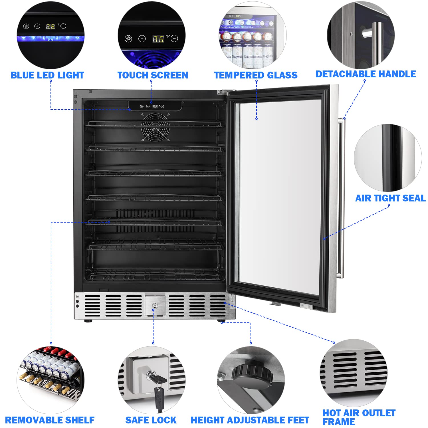Cowsar Wine Cooler Refrige Etl Approved 24inch Wine Fridge Freestanding Or Built-In Wine Refrigerator 5.1cu.Ft Wine Fridge Under Counter Stainless Steel Wine And Beverage Refrigerator With Glass Door on Fridge.com - View 3