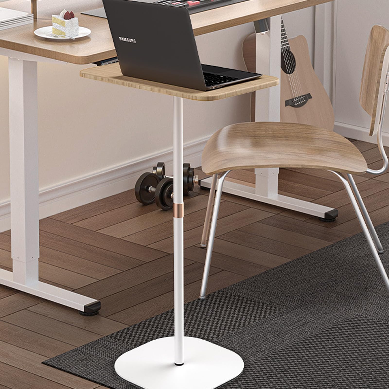 Leggio regolabile in altezza 46-120 cm, supporto portatile per laptop con ruote, tavolo regolabile per computer, tavolino portatile per ufficio, scuola, presentazione, divano e letto (bianco)