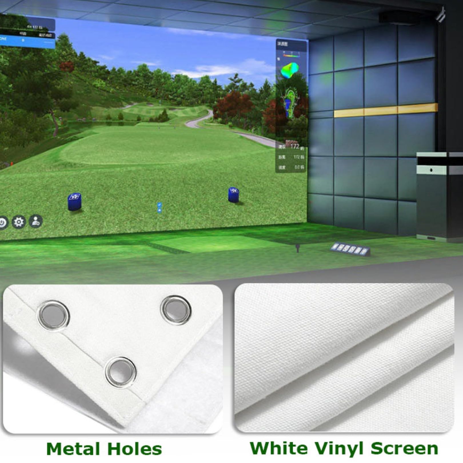 Schermo di Impatto per Golf Resistente, Schermo per Simulatore, Proiettore HD Bianco per Pratica Indoor e Outdoor