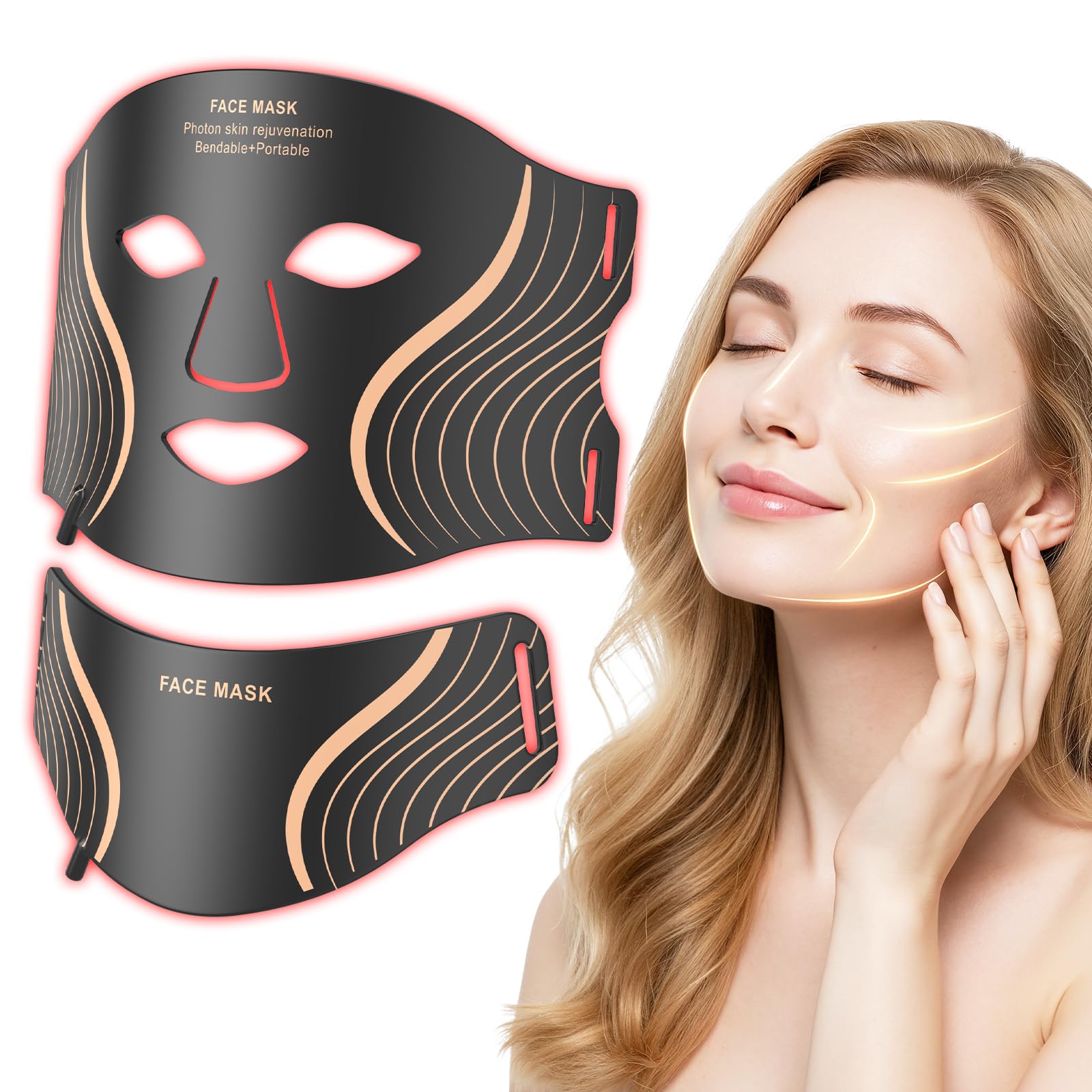 Red Light Therapy for Face Neck LED Red Light Therapy Mask for Anti-Aging Wrinkle Reduction and Skin Firming