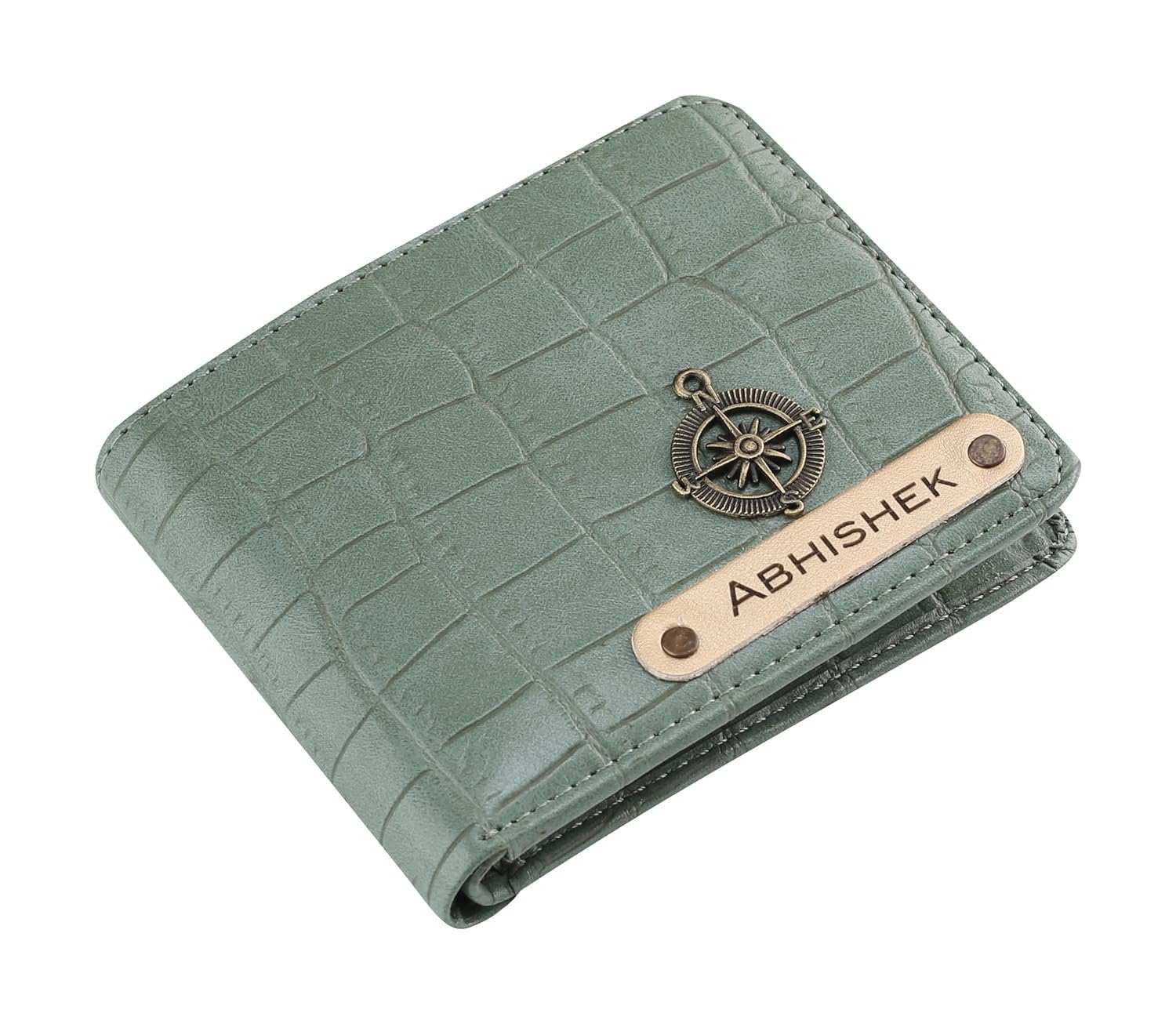 Customized Crocs Wallet for Men Personalized Crocs Wallet with Name Printed Leather Names Crocs Wallets for Mens | Customised Gifts for Men |Personalised Mens Purse with Name & Charm - Green-image-18