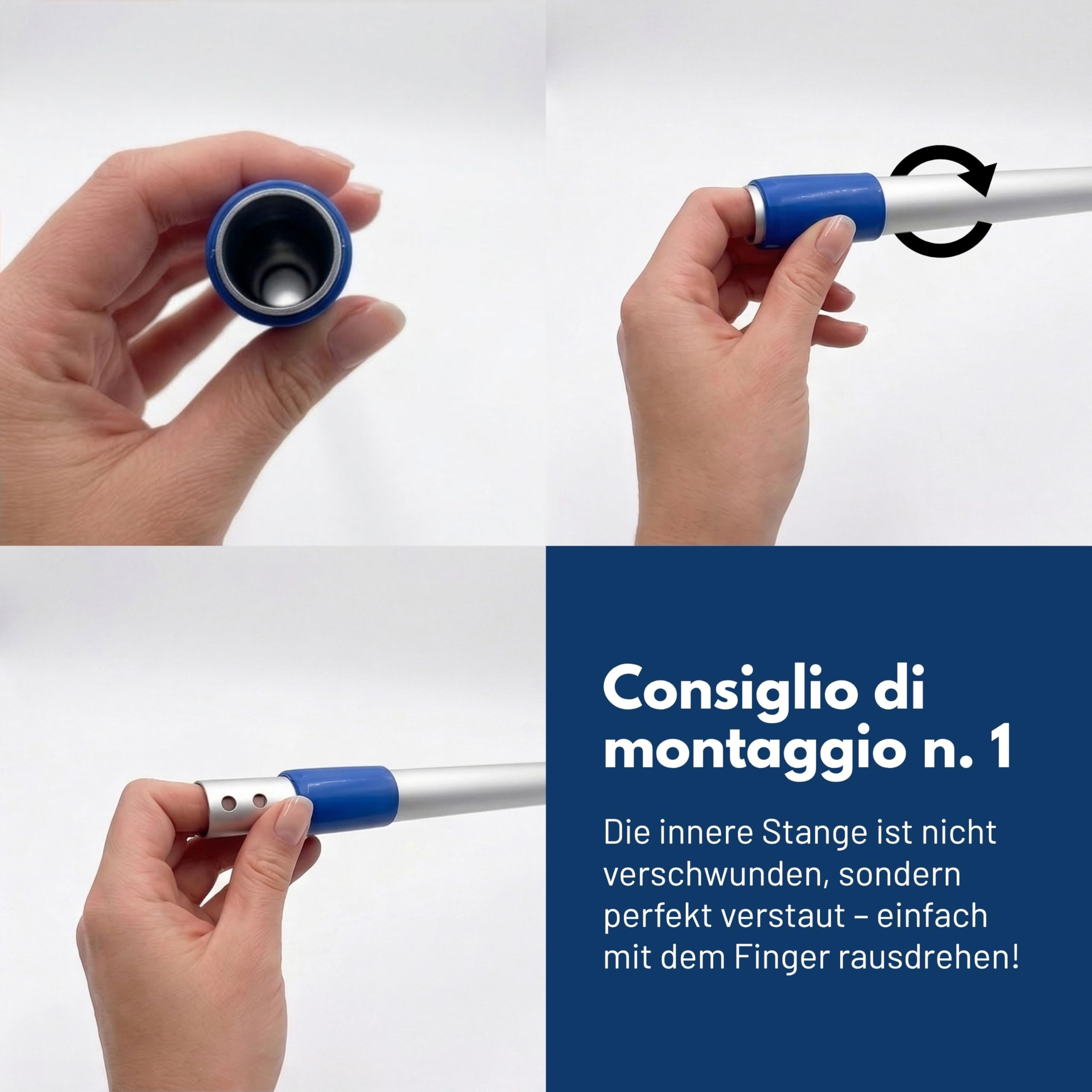 SONTY Set professionale Mocio 50 cm 2 pezzi – Lavapavimenti con supporto magnetico, panno microfibra 50 cm & manico telescopico in alluminio – Per uso professionale, ristorazione & pavimenti duri