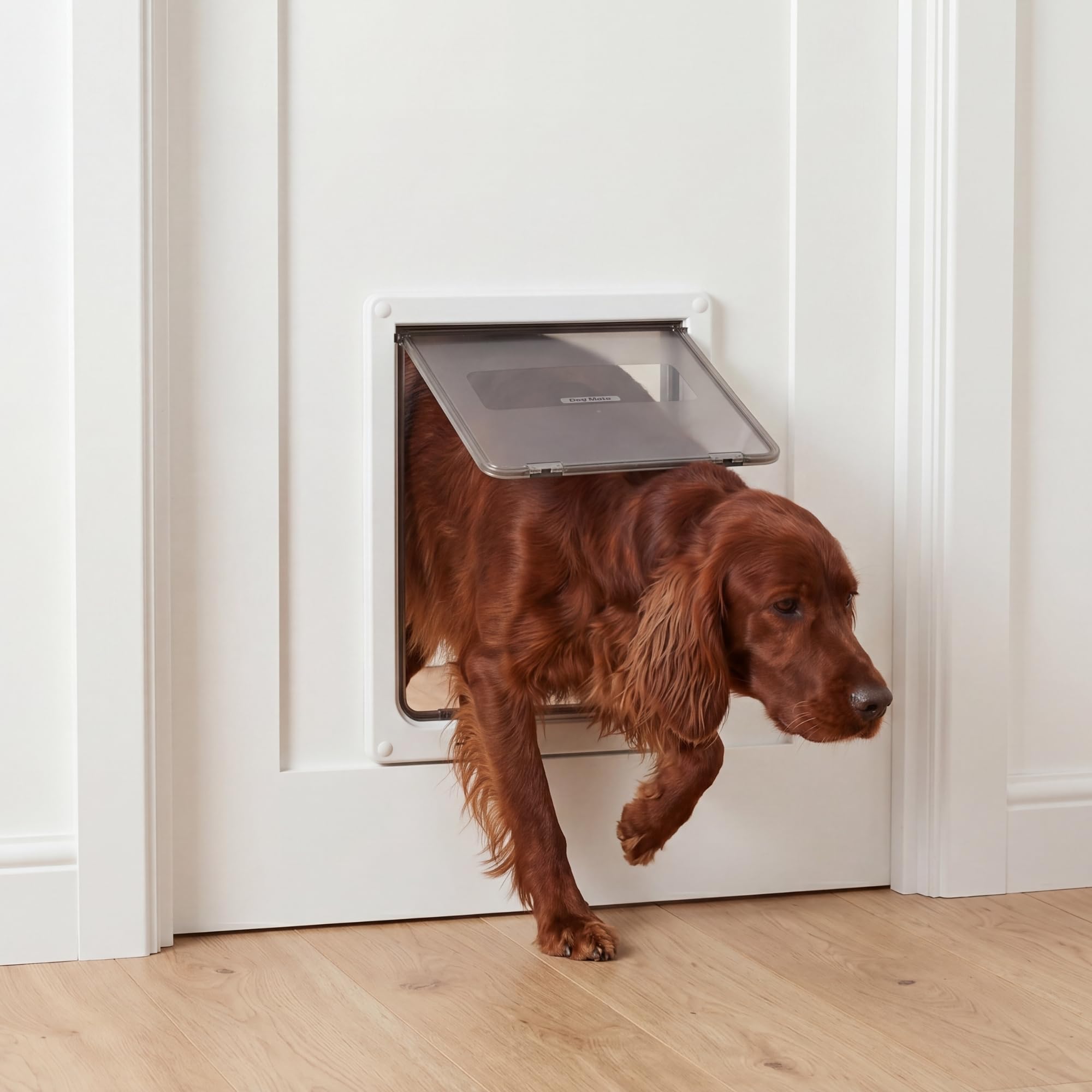Dog Mate Verriegelbare Hundeklappe für große Hunde (216), Weiß