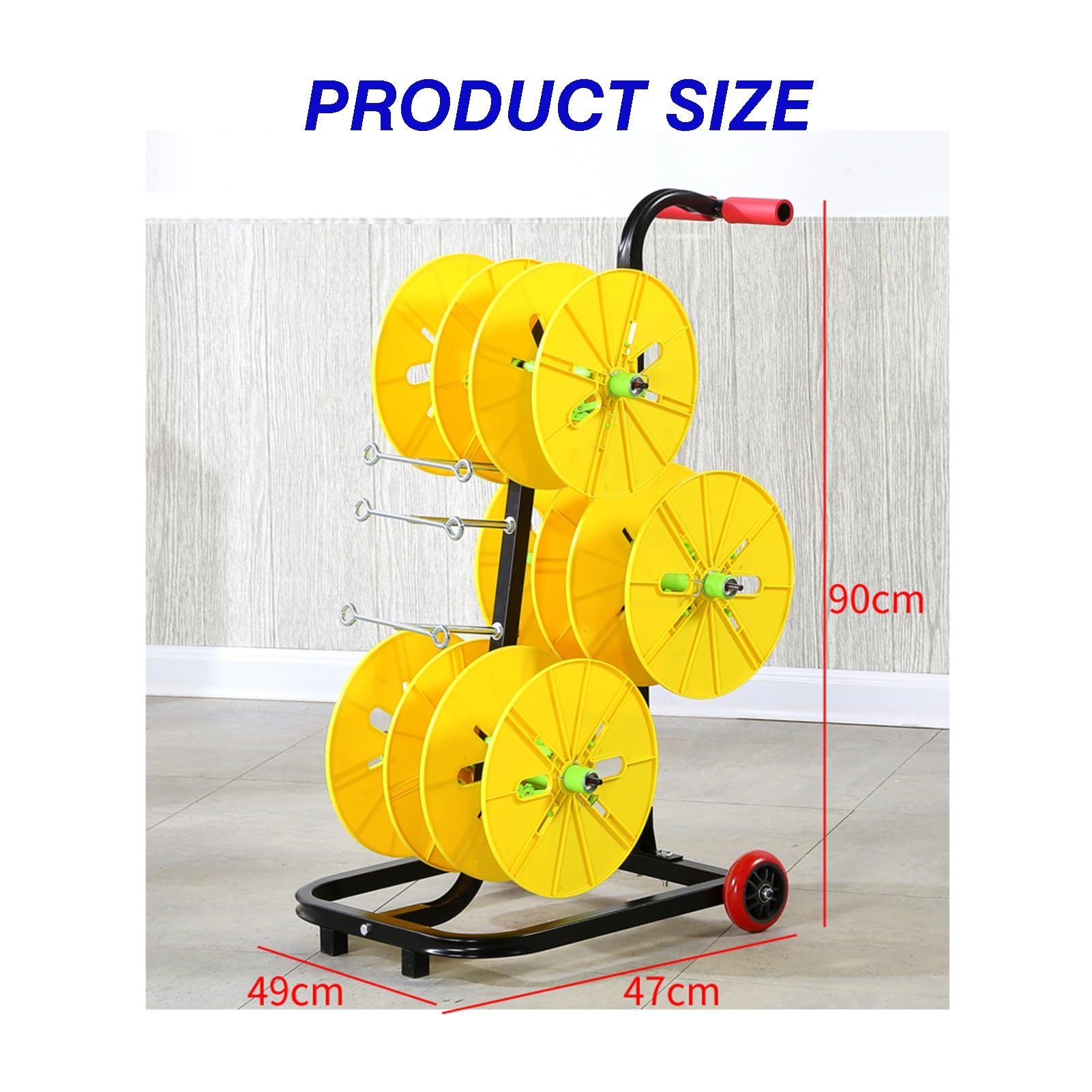 Wheeled Spool Stand 6 Cable Dispensers - Conduit Display And Storage Nylon Accessory Holder For Electrical Industrial And Retail Use
