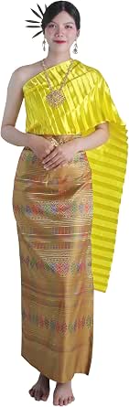 RaanPahMuang Traditional Thai Sabai Sash Costume Dress