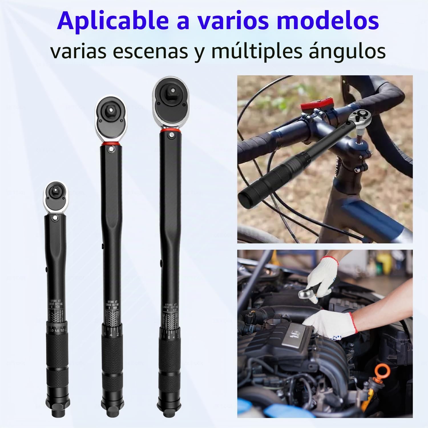 ZKTOOL Juego de 3 llaves dinamométricas, 1/4 pulgadas 5-25 NM, 3/8 pulgadas 10-60 NM, 1/2 pulgadas 20-210 NM, juego de llaves de trinquete, llave de trinquete de liberación rápida, adecuada para la