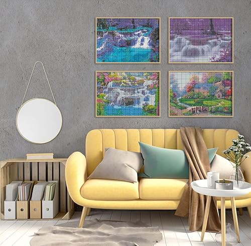 Miniatura 3 de LWZAYS Paquete de 4 kits de punto de cruz, kits de punto de cruz estampados para adultos, paisaje, bricolaje, bordado, decoración del hogar, 12 x 16