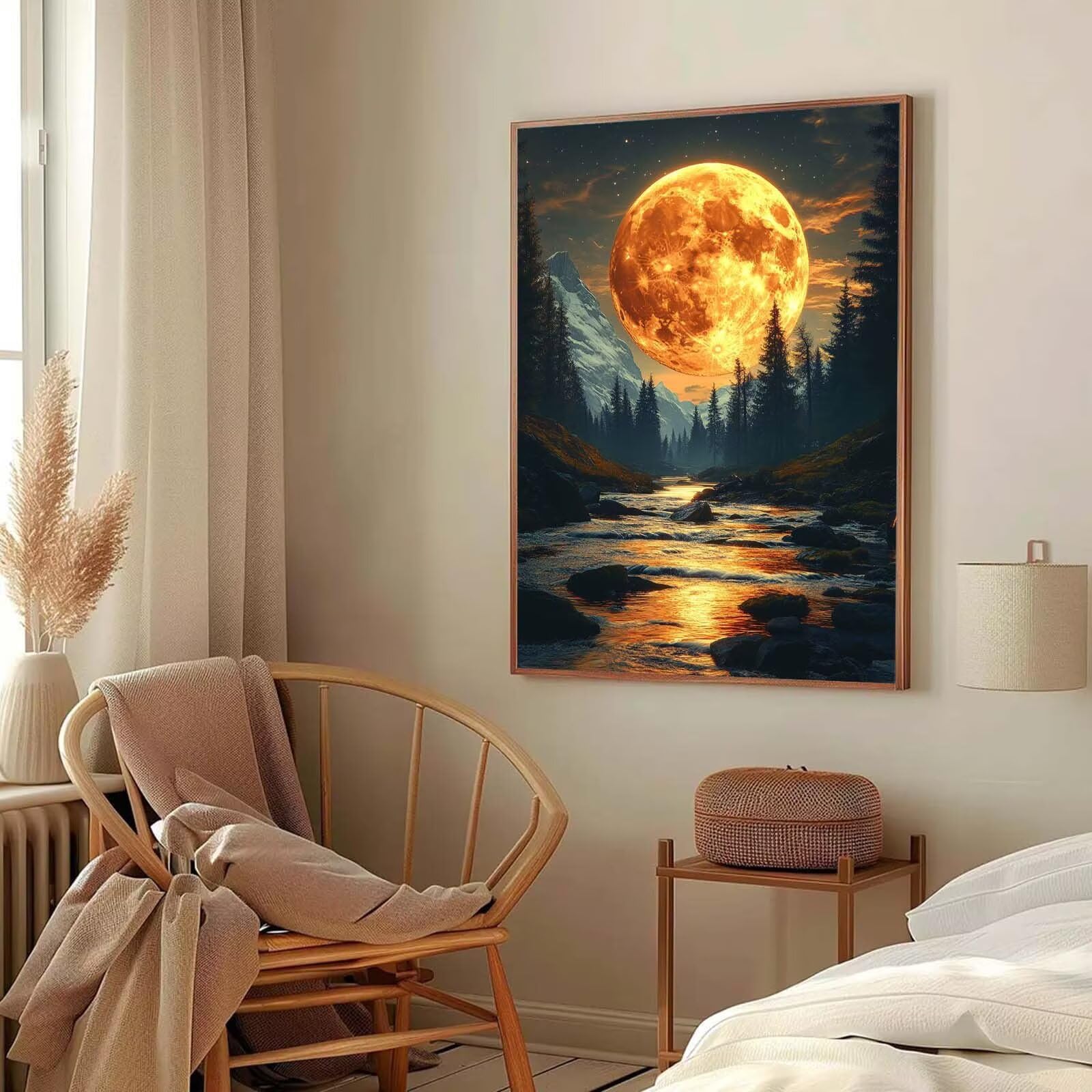 paysage Peinture Numero Adulte, Avec Pinceau and Acrylique 80x100cm j0-233 | Peinture par Numero Lune-2, Activité Manuelle Adulte Débutants, Tableau Decoration Murale, Cadeau Femme, Sans Cadre