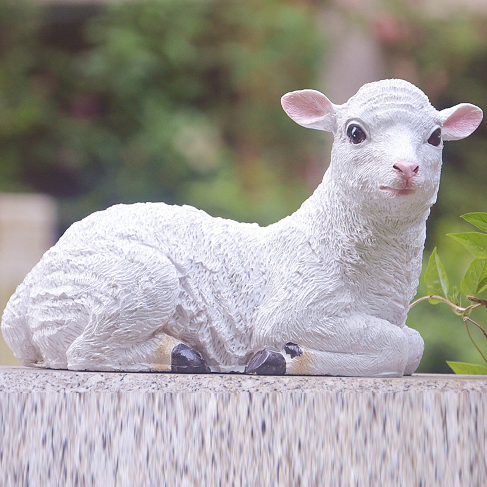 Delaman Sheep Statue Resin Lamb Figurine Farm Animal Sculpture Sheep Garden Ornament for Indoor Outdoor Lawn Yard Home Decoration (Lying) - Image 4