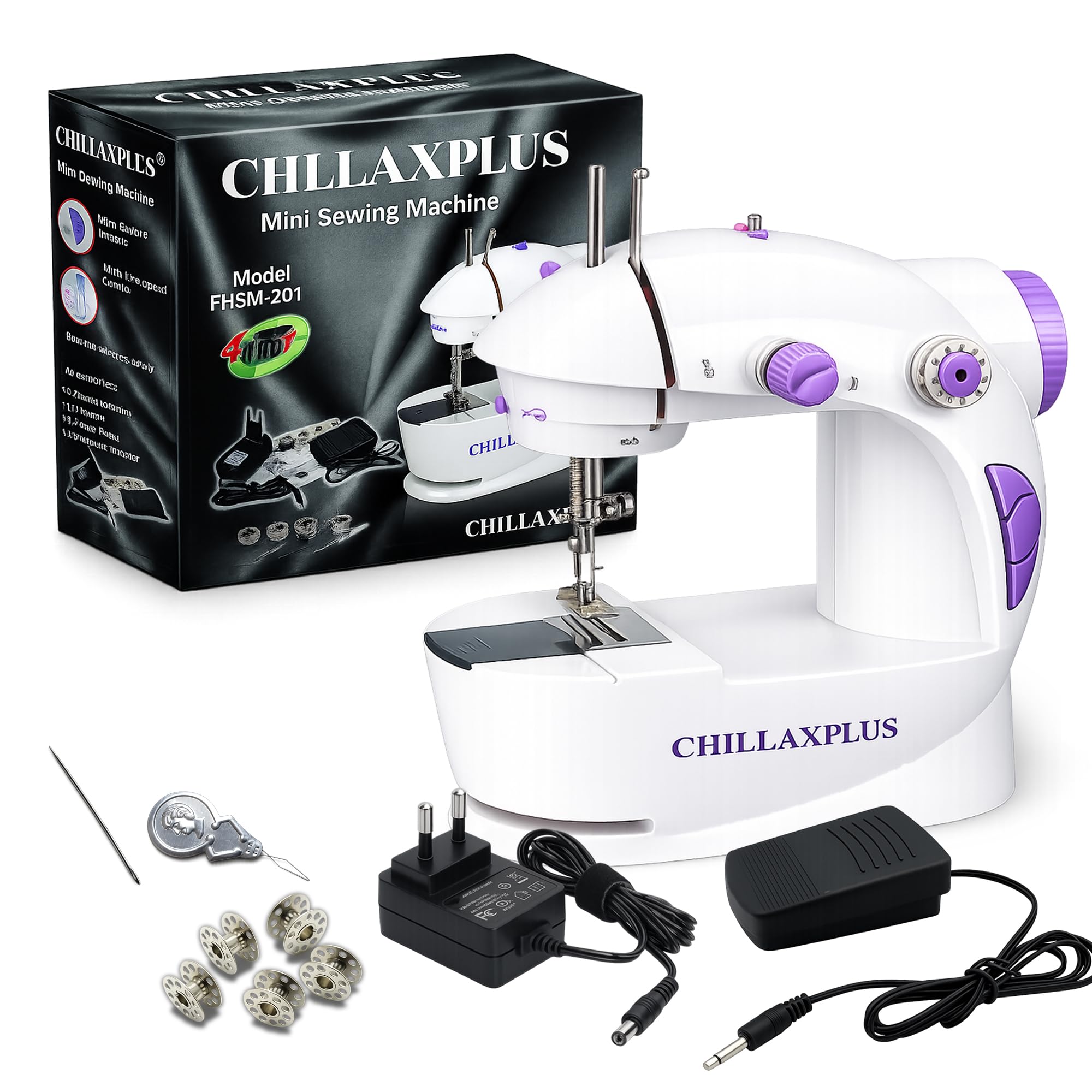 CHILLAXPLUS Stitching Machine for Home Tailoring - Portable Tailor Machine for Home with Foot Pedal - Mini Silai Machine - Easy to Use, Ideal for DIY & Repairs, White