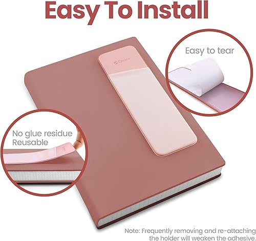 Miniatura 2 de Epessa Soporte para bolígrafo adhesivo para cuaderno funda adhesiva para diario de tapa dura planificadores cuadernos organizador reutilizable de