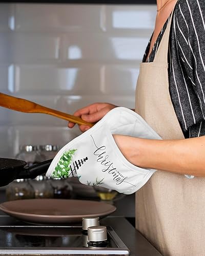 Miniatura 5 de Forest Christmas Tree 4Pcs Pot Holders for Kitchen, Non Slip & Heat Insulation Terry Cloth Potholder Set with Pocket, Thick Hot Pad Oven Mitts