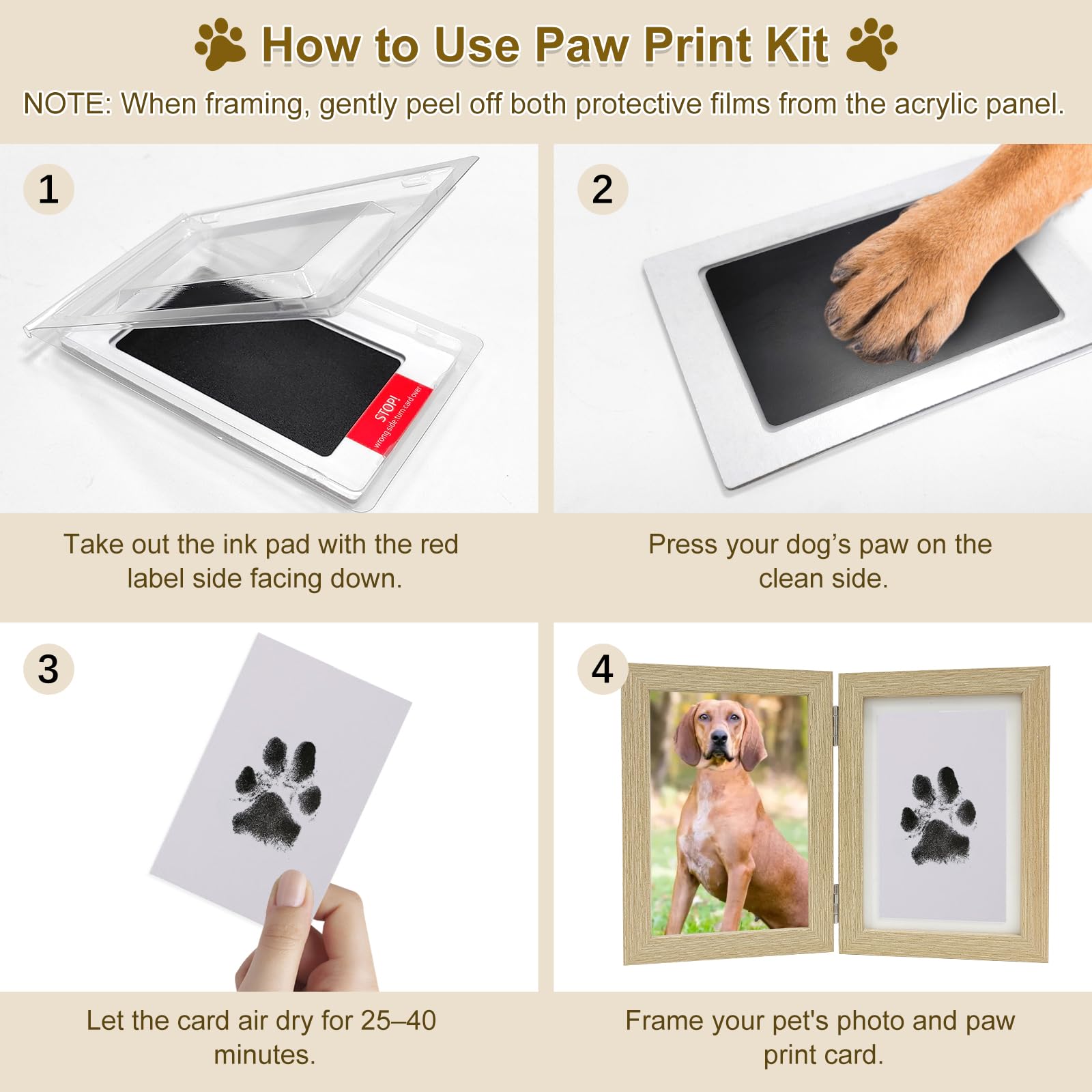 SahCognitual Pet Paw Print Kit for Dogs Dog Paw Print Kit, Baby Footprint Handprint Kit 0-6 Months - Image 4