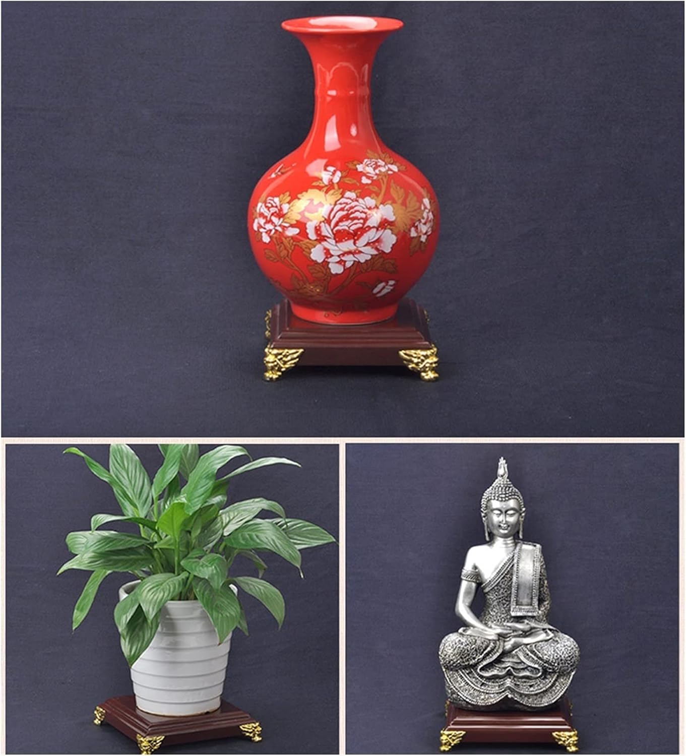 BABETT Bonsai Pedestal Vase Pedestal Stands Imitation Wood Crafts Display Table Decoration Base Square Base Flower Pot Base Wooden Base Bracket Planter Stand Plant Holder (Color : A, Size : Small)