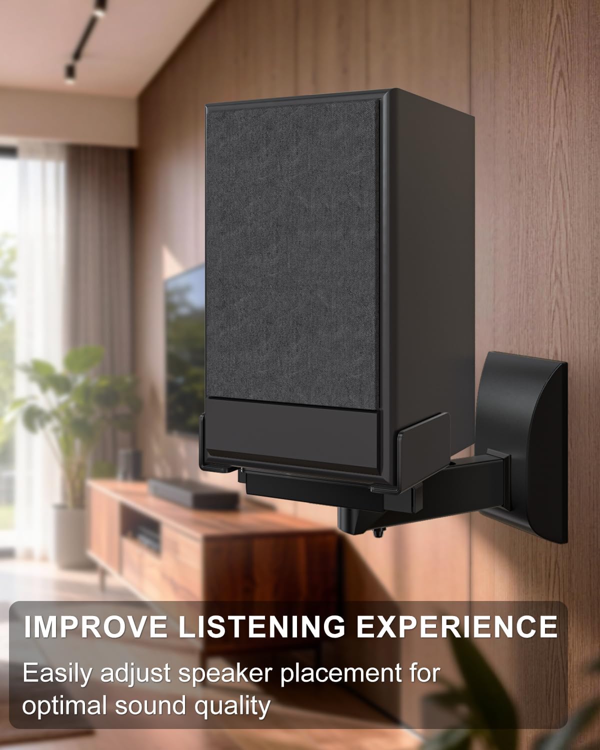 WALI Speaker Wall Mount, Surround Sound Speaker Stand with Adjustable Swivel Tilt Angle, Standard Bookshelf Speaker Mount for Living Room, Home Theater, Hold Up to 55 Lbs, (SWM201), 2 Pack, Black