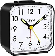 Azyh Analog Wecker Ohne Ticken mit Licht, Batteriebetrieben, Lauter Alarm, Schlummerfunktion, Geräuschlos, Leuchtend, Tragbarer Wecker, Leise Klein Reisewecker für Tiefschläfer