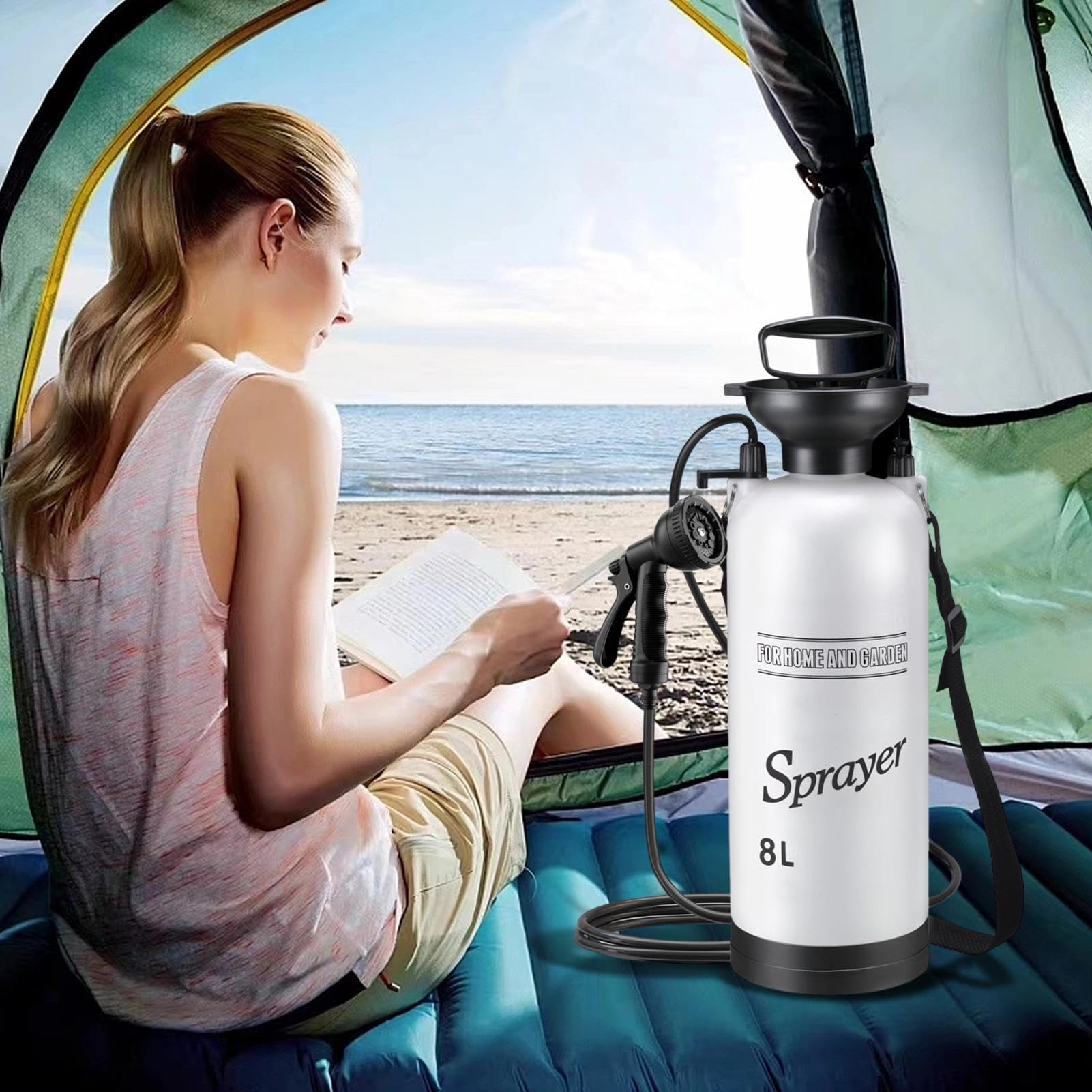 Generico Doccia Portatile da Campeggio,Pompa Manuale per Doccia con Spray - Manuale per Lavaggio Irrigazione Giardino Escursionismo Uso Domestico