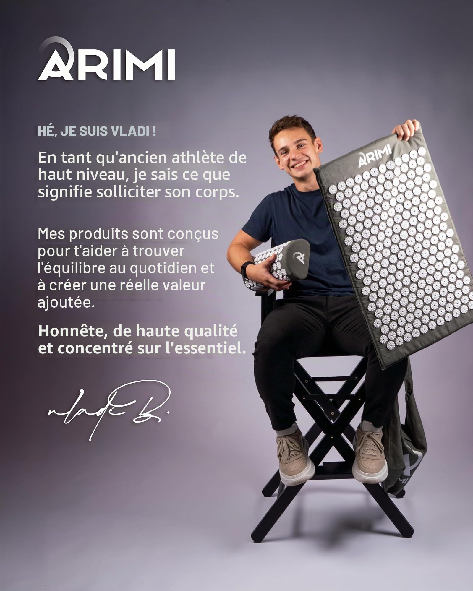 ARIMI Tapis d'acupression - Kit d'acupression avec oreiller et sac - Durable et ergonomique - Soulagement de la douleur et relaxation - Dos et cou
