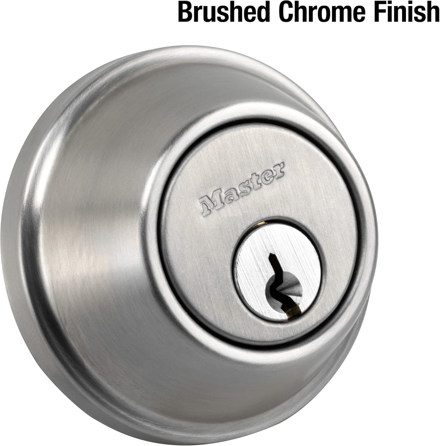 Master Lock DSCHSD32D Heavy Duty Single Cylinder, Grade 2 Commercial Deadbolt with Bump Stop, Brushed Chrome Finish