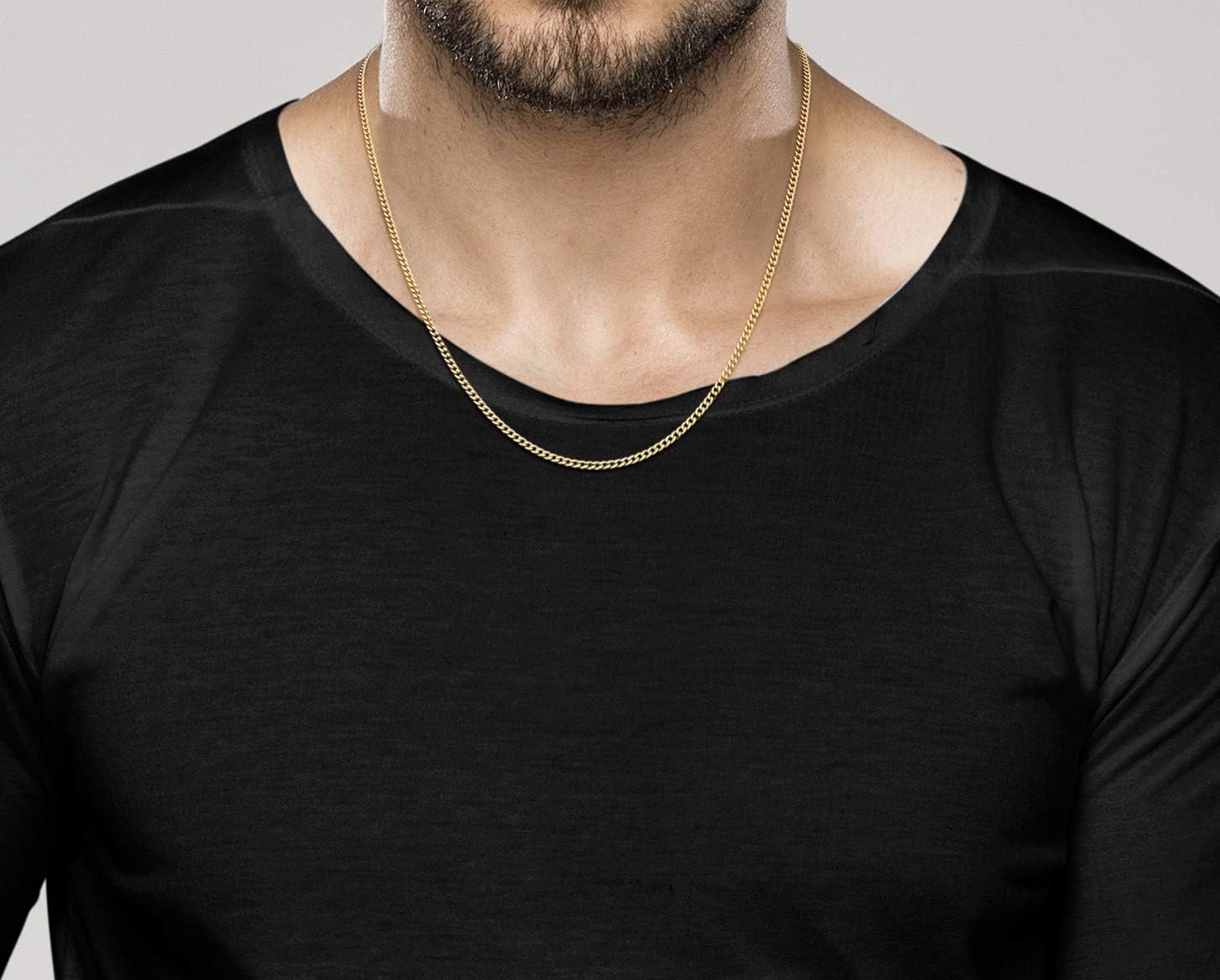 Miabella Italian 925 Sterling Silver, 18K Gold Plated 925 Sterling Silver 2.3mm Curb Cuban Link Chain Necklace Made in Italy - Image 4